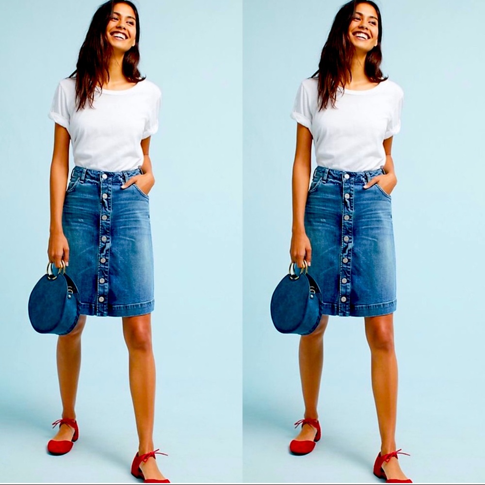 Anthro McGuire button-front denim skirt